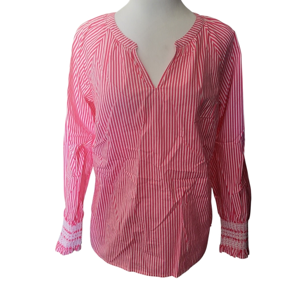 Talbots Striped Top Pink/White sz XS